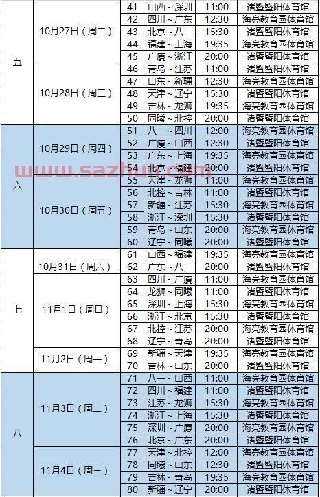 CBA新赛季时间表