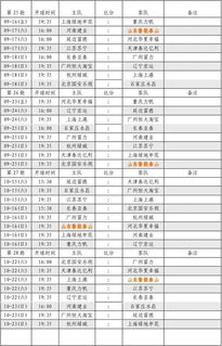 中超足球比赛日程表