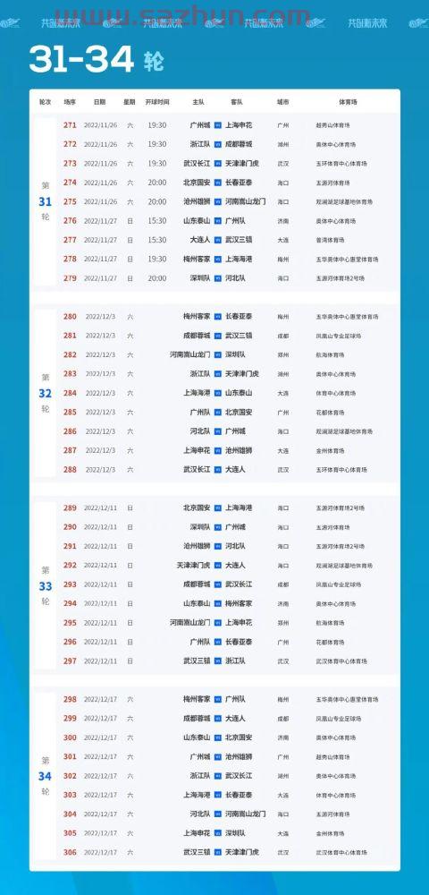 今年中超赛程规则